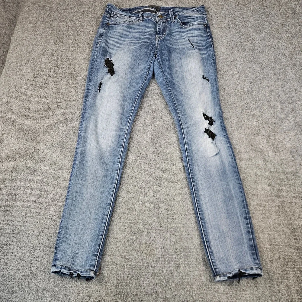 Buckle Black Fit No. 53 Skinny Jeans Mens Distressed Blue Denim Low Rise